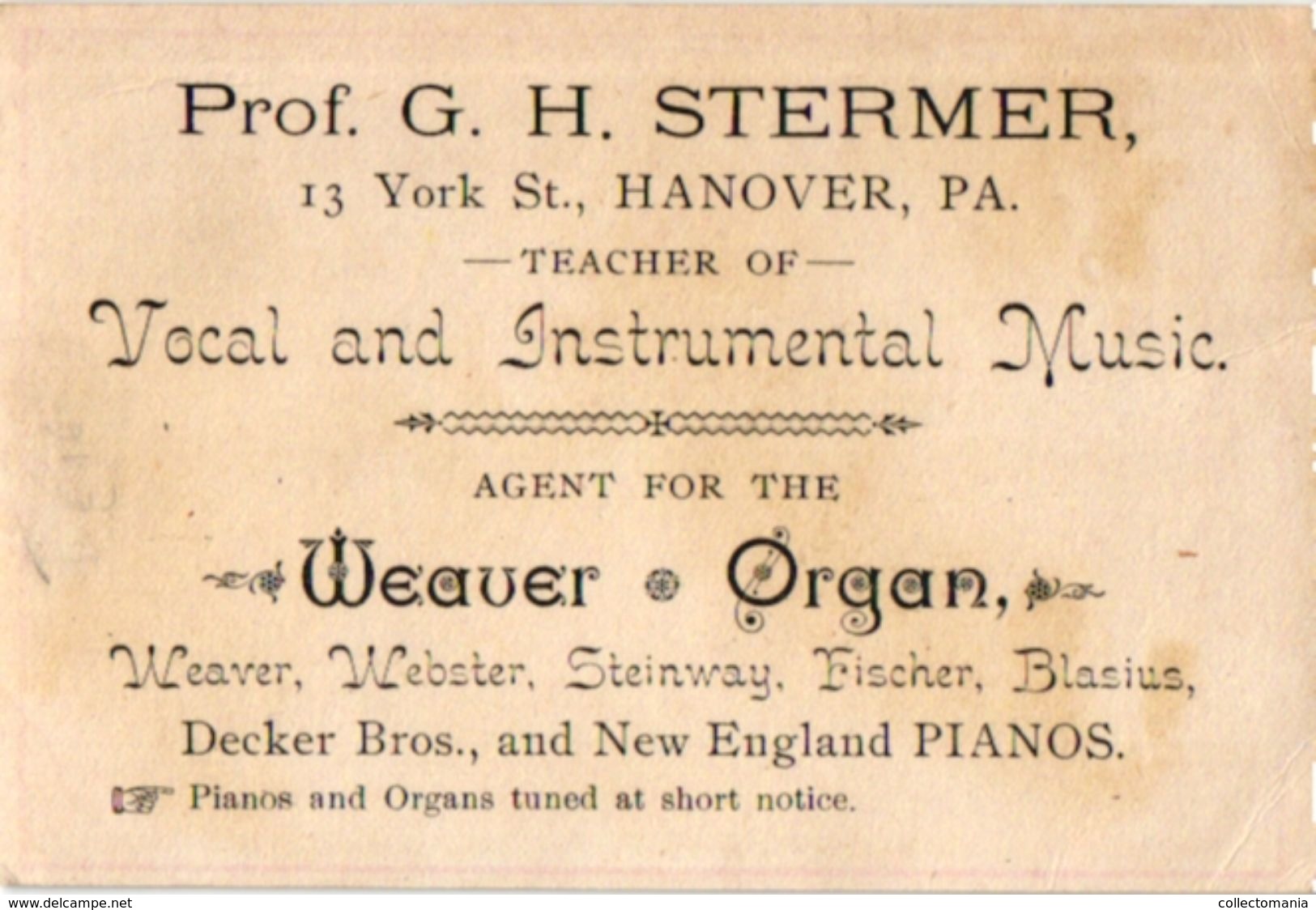 7 Trade Cards Music Pub Weaver Organ York Pennsylvania USA c 1890  Violin   Lithography