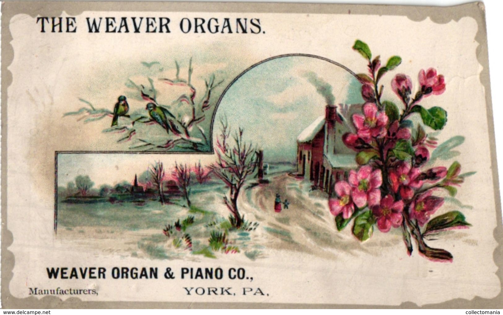 6 Trade Card Music Pub Pianos Wacker Paris Weaver Organs York Pennsylvania  Whtiney Wendell Albany   c1888   Lithography