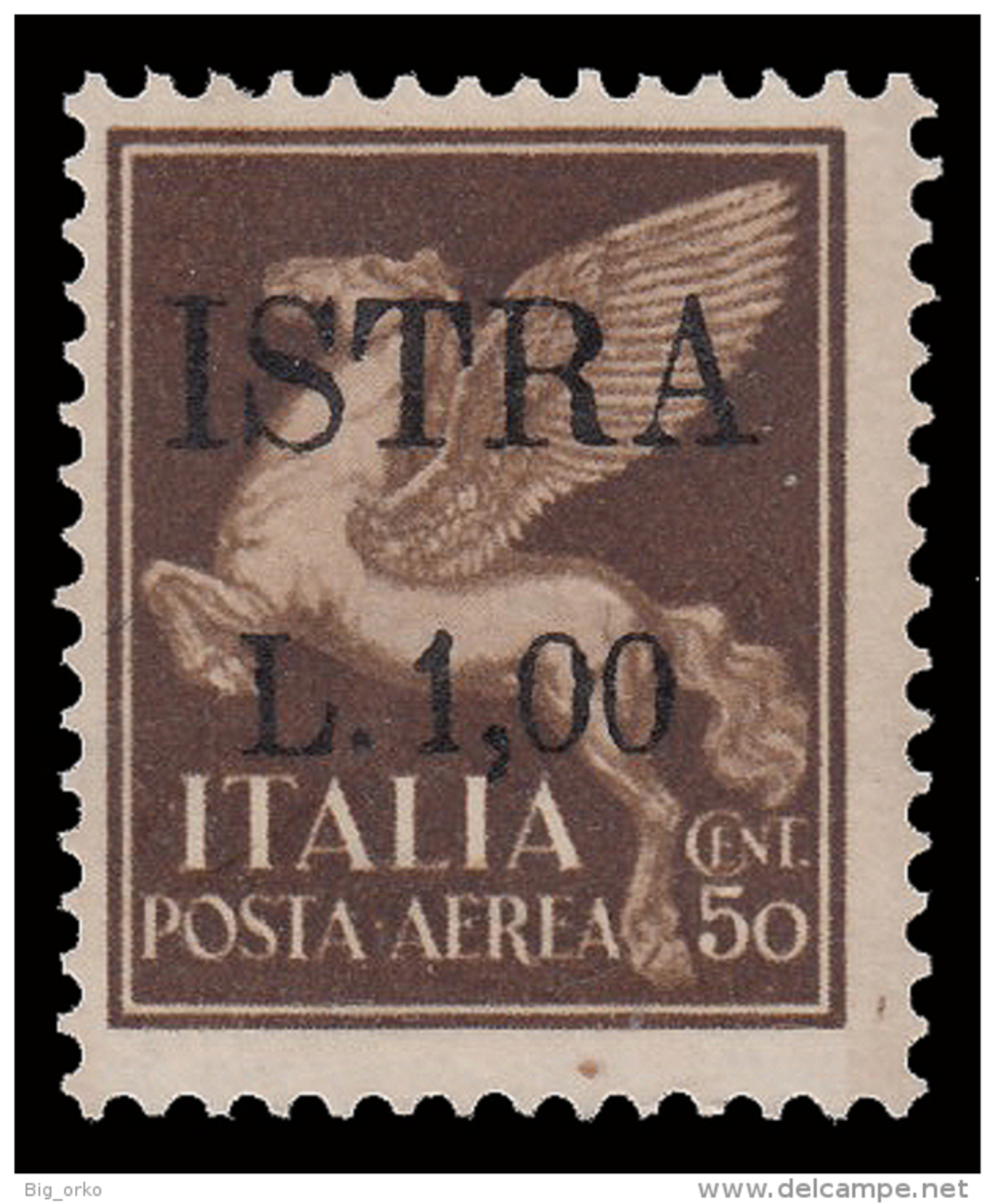 ISTRIA (POLA) - Occupazione Jugoslava  Lire 1 Su  50 C. Bruno Posta Aerea 1930/32 - 1945 - Jugoslawische Bes.: Istrien