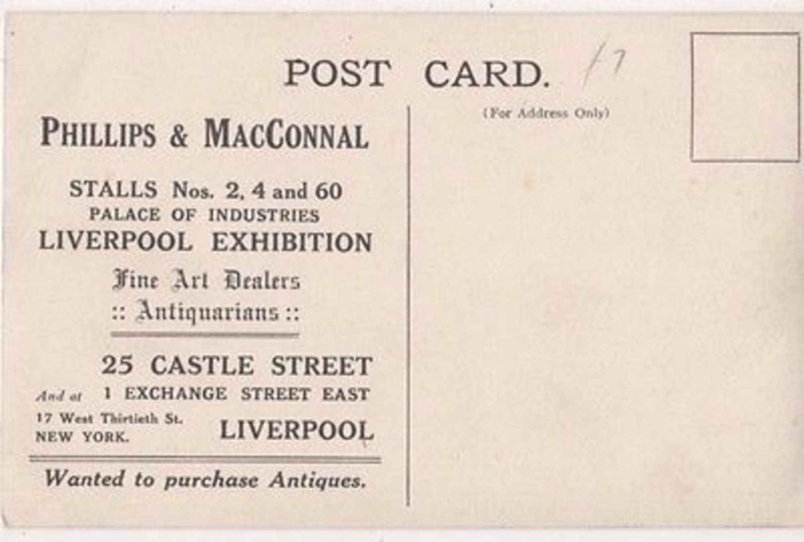 Wren Room, Liverpool Exhibition Philip & Macconnal Advert Postcard B754 - Expositions