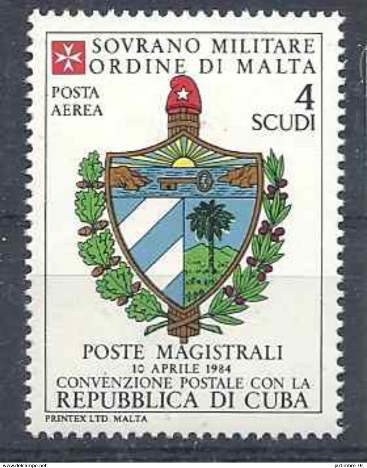 1984 ORDRE MALTE PA 12 ** Armoirie Cuba , Issu De Paire - Malte (Ordre De)