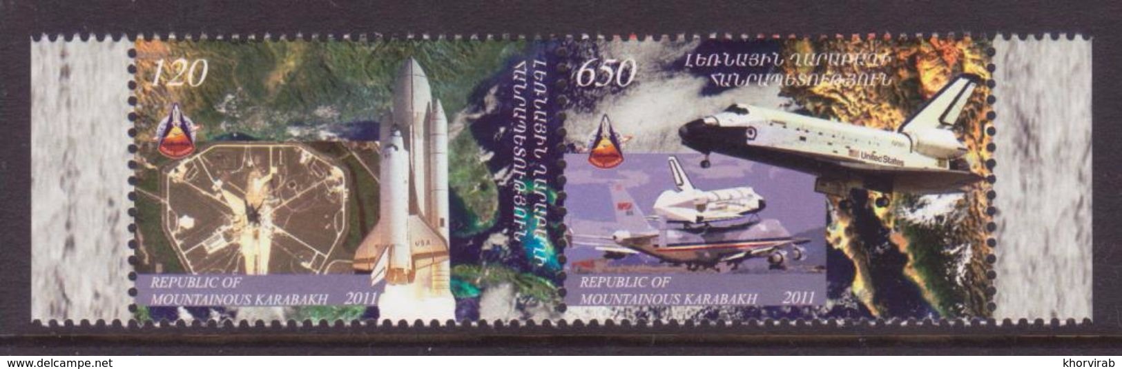 NAGORNO MOUNTAINOUS KARABAKH ARMENIA 2011 SHUTTLE SPACE USA SET OF 2 MNH - Armenia