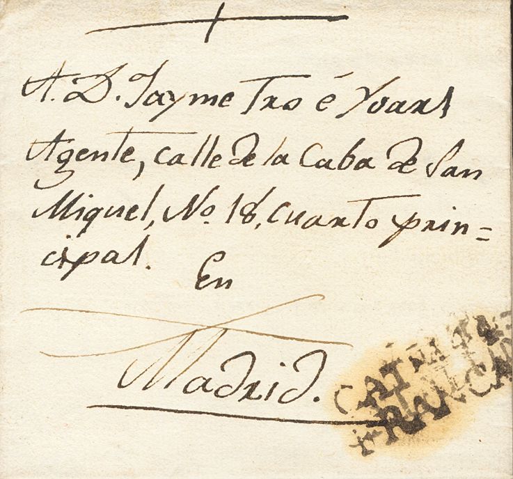 PREFILATELIA. Cataluña. SOBRE. 1825. VICH A MADRID. Marca CATÑA 44 / FRANCA, En Negro De Vich (P.E.10) Edicion 2004. MAG - ...-1850 Voorfilatelie