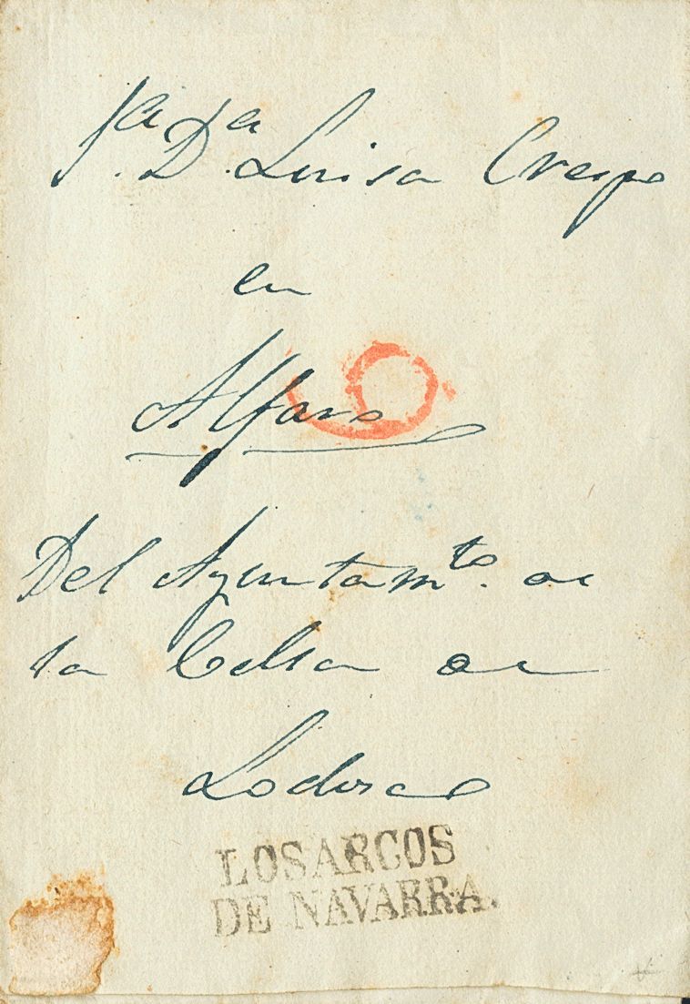 PREFILATELIA. Navarra. SOBRE. 1840. LOS ARCOS A LODOSA. Marca LOS ARCOS / DE NAVARRA (P.E.6) Edicion 2004. MAGNIFICA Y R - ...-1850 Voorfilatelie