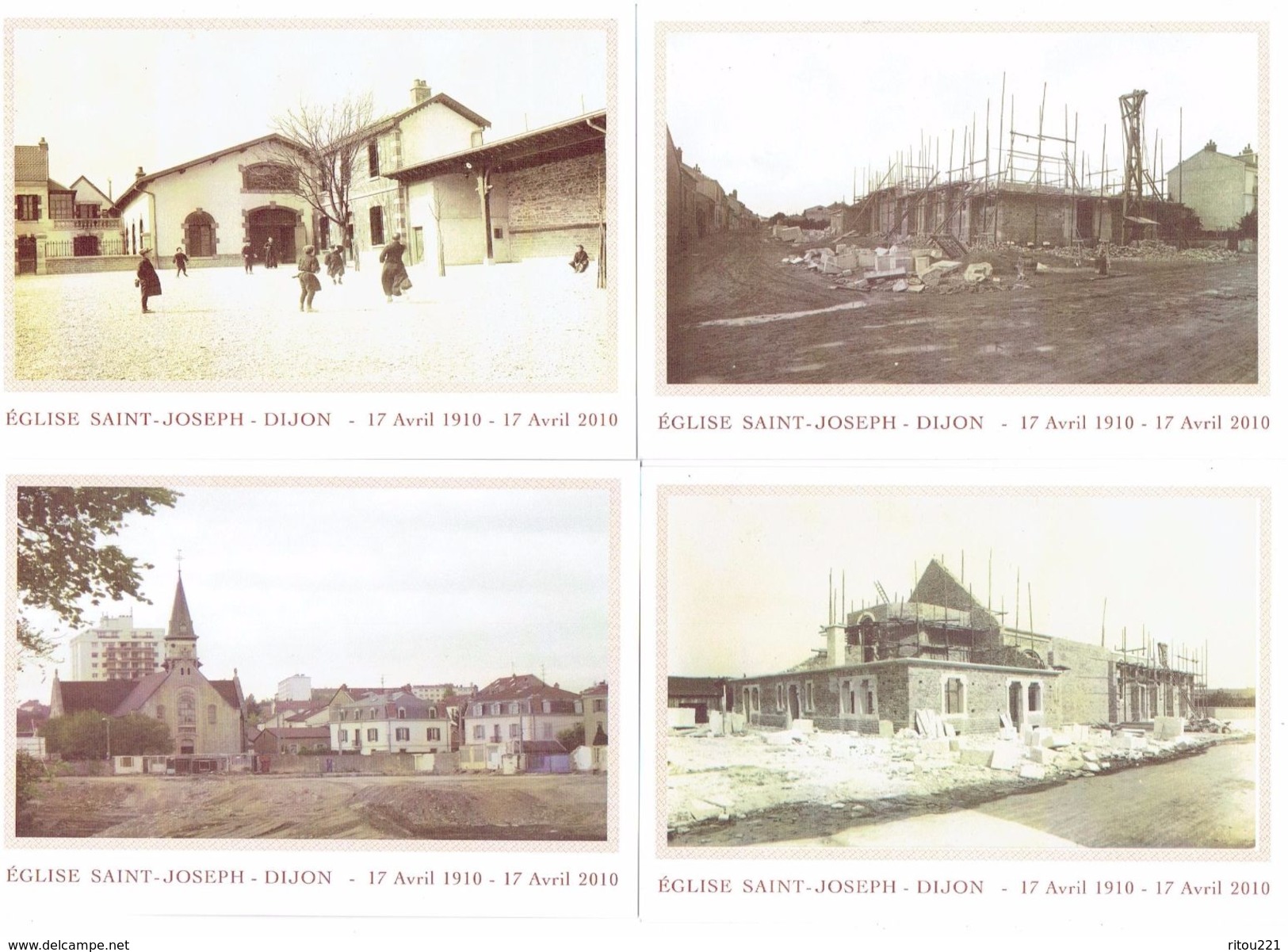 Lot 10 Cartes Modernes - 21 - DIJON - Côte D´Or - Eglise SAINT-JOSEPH 1910/2010 - Grue Soldats écoliers - Dijon
