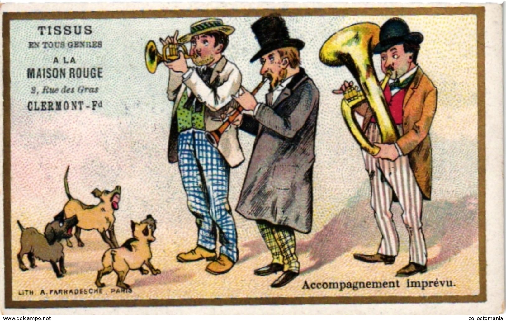 12 Trade Cards   Music  Instruments  c1880  Pub Choc.Guérin Boutron Biscuit Pernot  Antropomorph Lithography