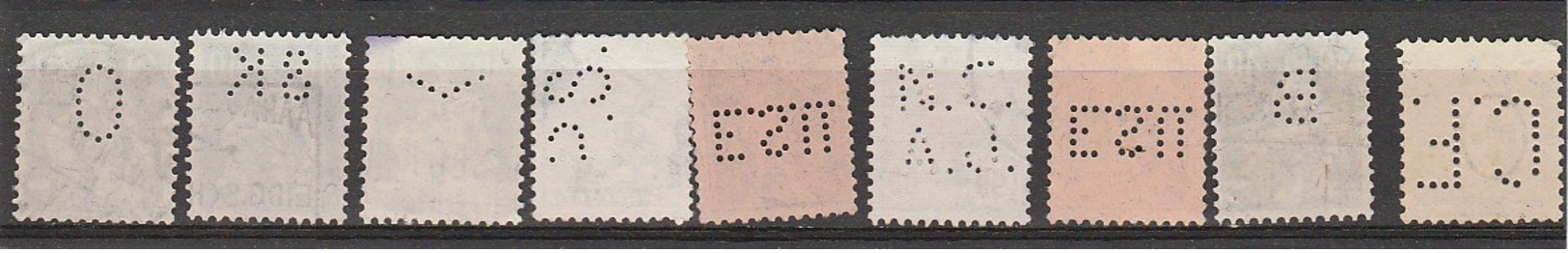 (D0045) Suisse 9 Timbres Perforés / Perfins - Perforés