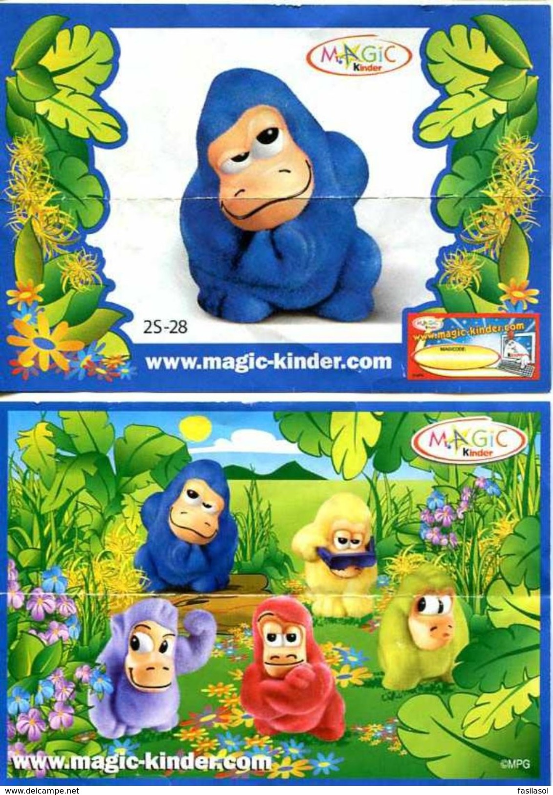 Kinder 2007 : Série Complète Les Gorilles Avec 1 BPZ (5 Figurines) - Lots