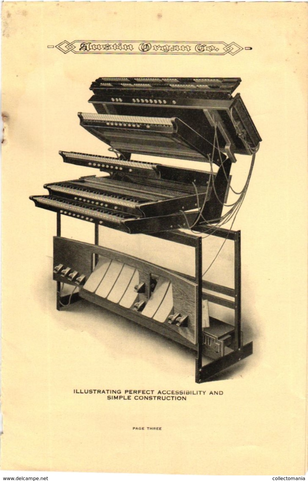 1 Folder Music Organs  Pub.Austin Organ  Company  New Console  Construction  Keys Open Type - Publicidad