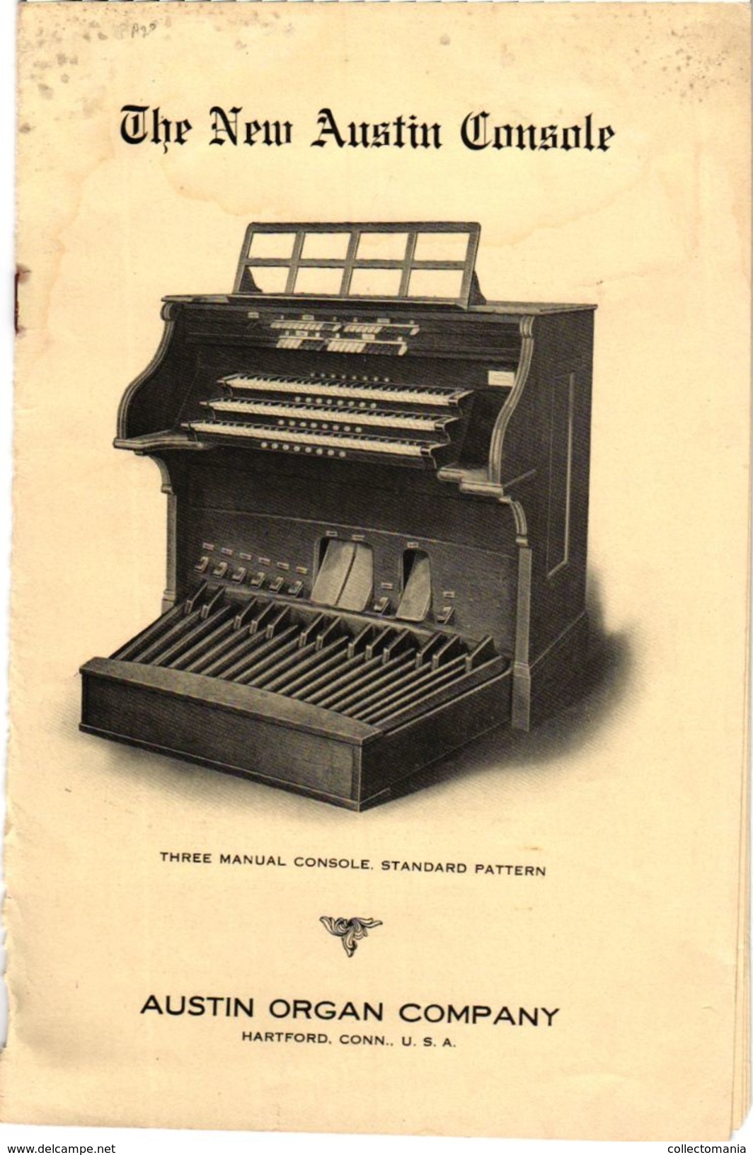 1 Folder Music Organs  Pub.Austin Organ  Company  New Console  Construction  Keys Open Type - Advertising