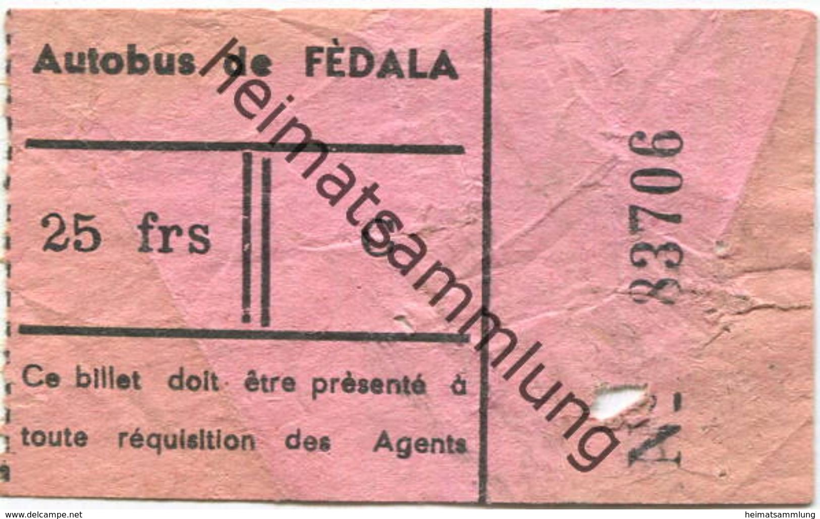 Marokko - Marokko - Autobus De Fedala - Fahrschein 50er Jahre - Monde