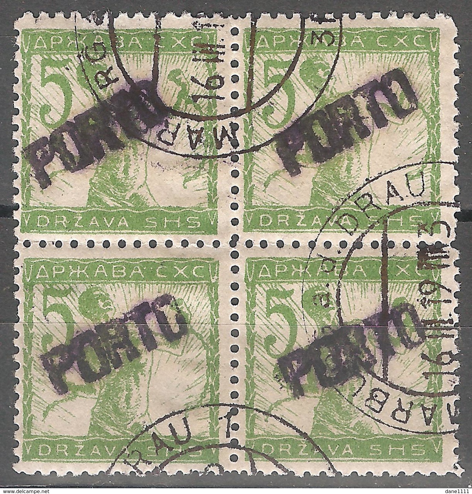 1919 - Verigari 5 Vinara Cetverac Sa Pretiskom PORTO MNH - Unused Stamps