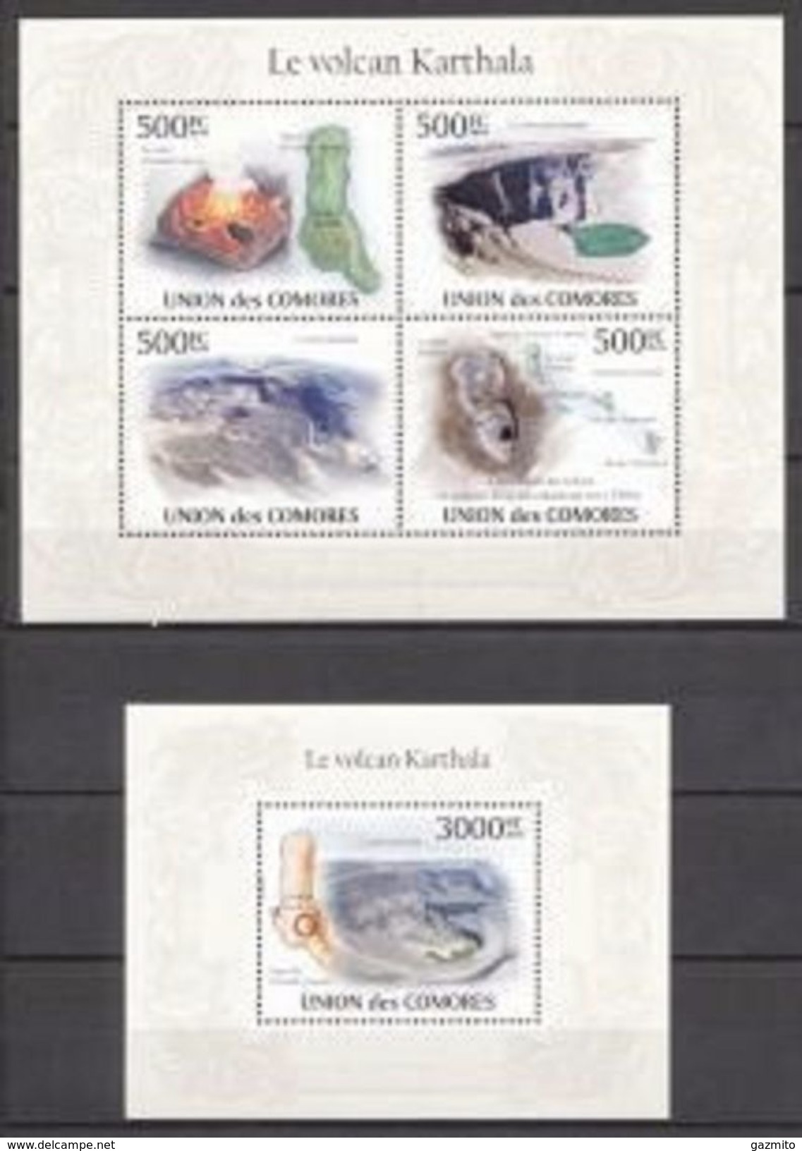 Comores 2010, Vulcan Kartkala, 4val In BF +BF IMPERFORATED - Volcanos