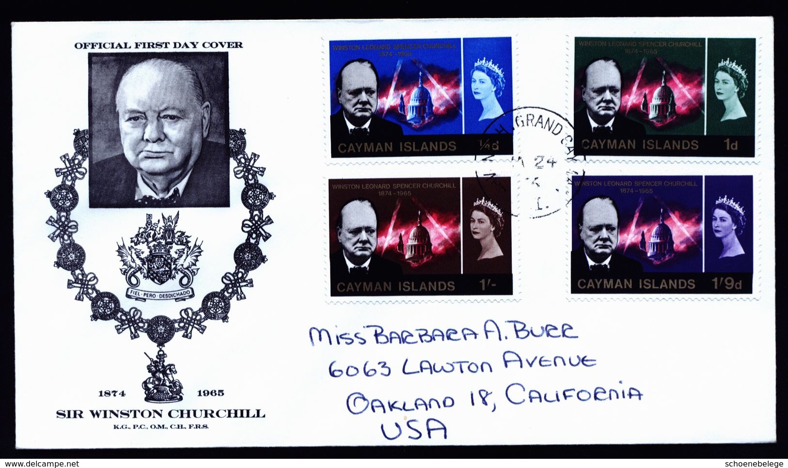 A4929) UK Cayman Islands Cover Churchill 1966 - Kaimaninseln