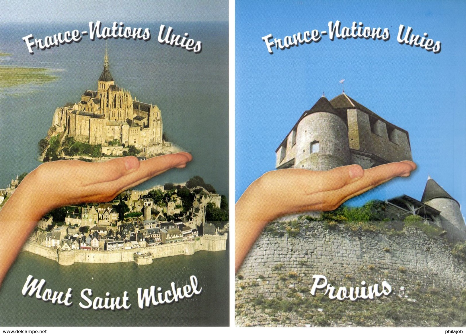 FRANCE - ONU 2006 : 2 Encarts 1er Jour " MONT-SAINT-MICHEL / PROVINS " N° YT 3923 3924. Voir Les 2 Scans. - Emissioni Congiunte