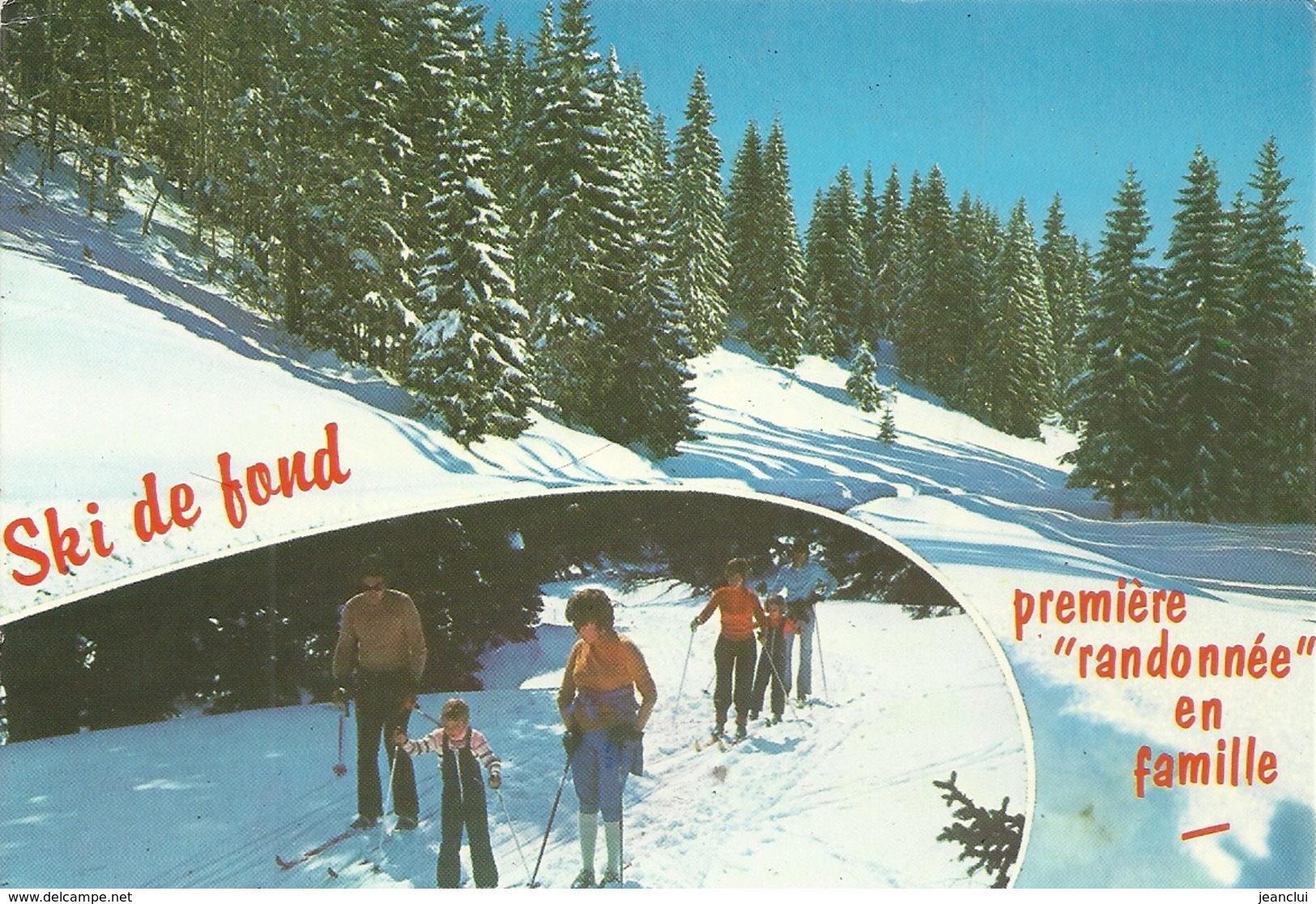 CPM. MULTIVUES - SKI DE FOND - PREMIERE RANDONNEE EN FAMILLE . AFFR LE 2-3-1983 AU VERSO - 2 SCANES - Autres & Non Classés