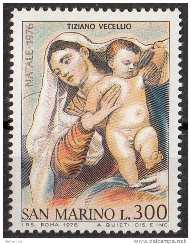 982 San Marino 1976 "Pala Ca' Pesaro (Dettaglio : Maternità)" Quadro Dipinto Tiziano Vecellio Titian Nuovo MNH Paintings - Quadri