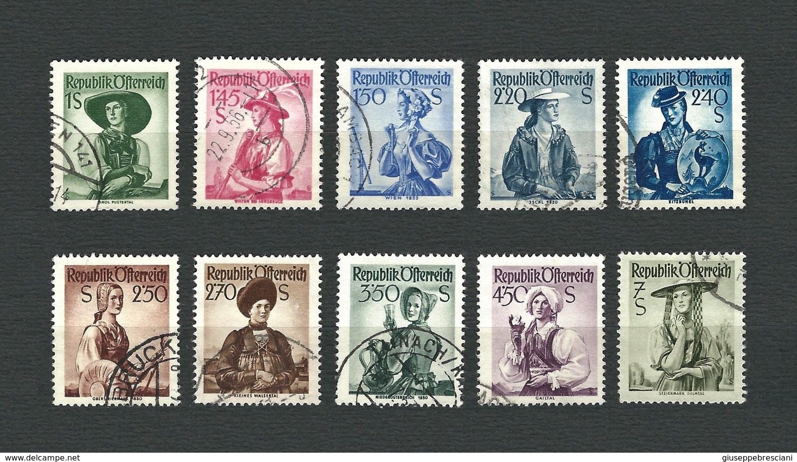 AUSTRIA 1951-52 - Costumi Nazionali - 10 Valori - Mi:AT 912-980x - Usati