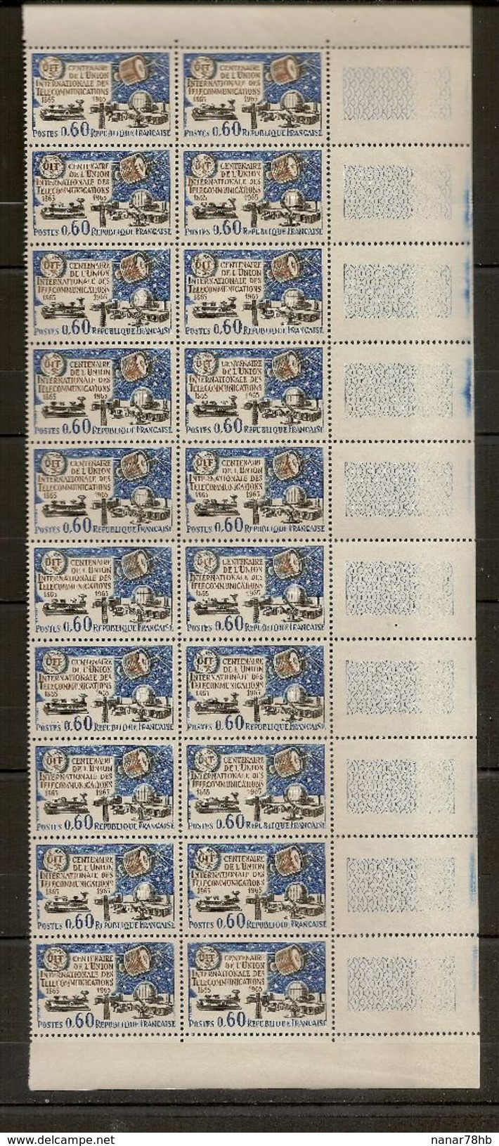 Bloc De 20 Timbres N°1461 Centenaire De L'UIT - Nuovi