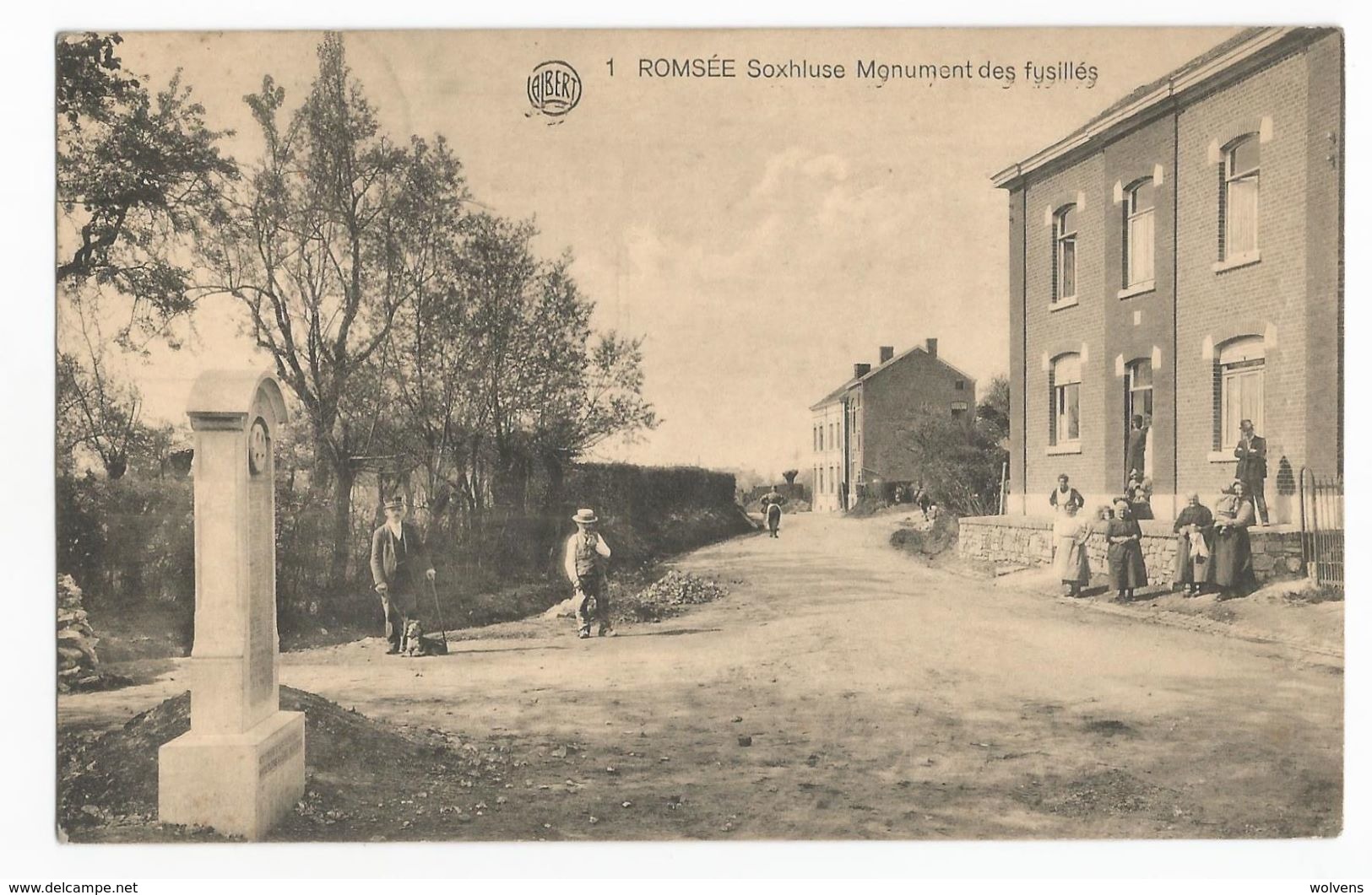 Romsée Soxhluse Monument Des Fusillés Carte Postale Ancienne Place De Village Animée Fléron - Chaudfontaine