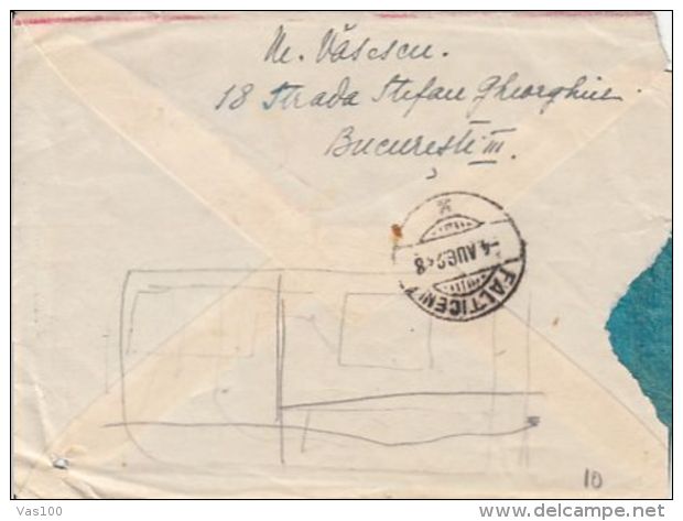 REVENUE STAMP, AMOUNT 31 RED MACHINE, STAMPS ON REGISTERED COVER, 1948, ROMANIA - Briefe U. Dokumente