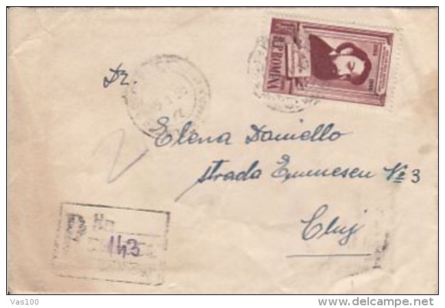 BARBU ISCOVESCU, PAINTER, STAMP ON REGISTERED COVER, 1958, ROMANIA - Covers & Documents