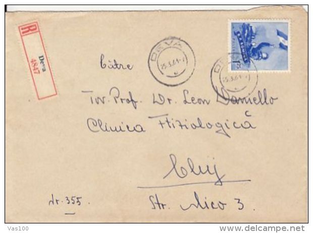 ROMANIAN MILITARY NAVY, SHIP, SAILOR, STAMP ON REGISTERED COVER, 1961, ROMANIA - Covers & Documents