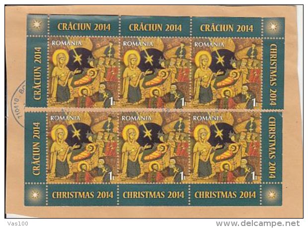 CHRISTMAS, JESUS' BIRTH, STAMPS ON FRAGMENT, 2014, ROMANIA - Cartas & Documentos