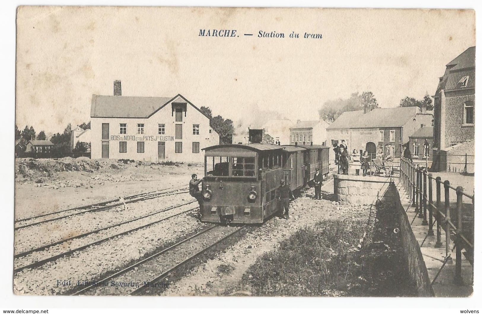 Marche Station Du Tram Carte Postale Ancienne Animée Tramway 1910 - Marche-en-Famenne