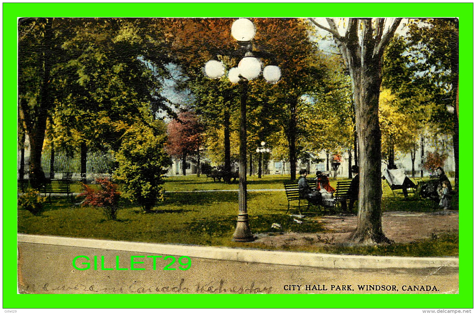 WINDSOR, ONTARIO - CITY HALL PARK - ANIMATED - TRAVEL 1916 - - Windsor