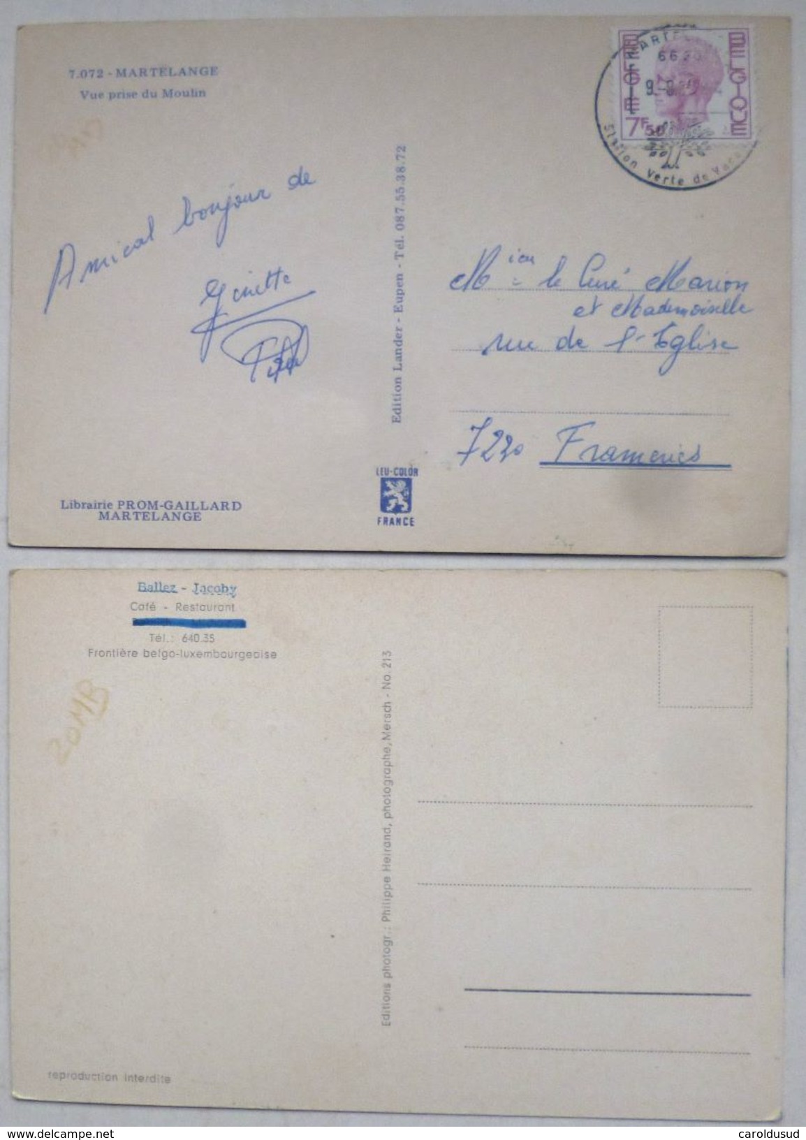 LOT 2X CPM GRAND DUCHE DE LUXEMBOURG  MARTELANGE Rombach Souvenir Hotel Sapiniere - Martelange