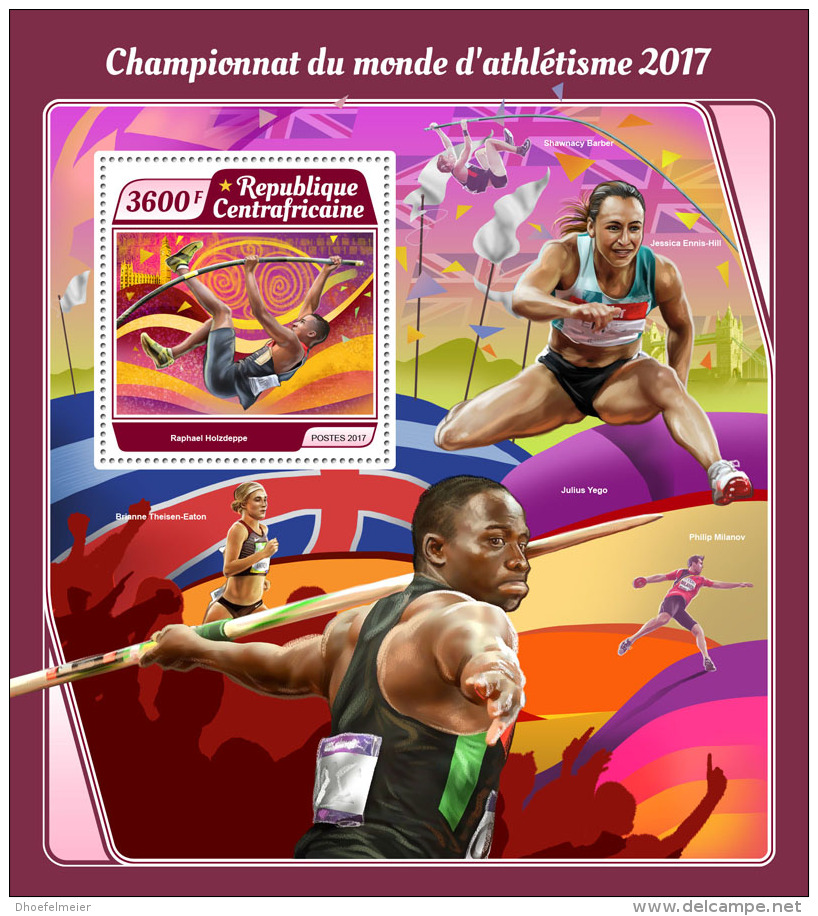 CENTRAL AFRICA 2017 ** World Championchips In Athletics 2017 S/S - OFFICIAL ISSUE - DH1737 - Leichtathletik