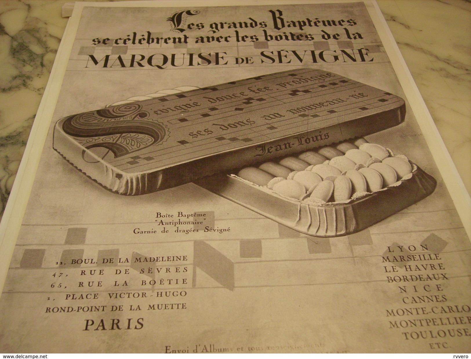 ANCIENNE PUBLICITE DRAGEE  LA MARQUISE DE SEVIGNE 1925 - Posters