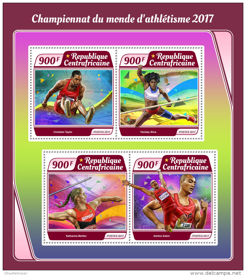 CENTRAL AFRICA 2017 ** World Championchips In Athletics 2017 M/S - IMPERFORATED - DH1737 - Athlétisme