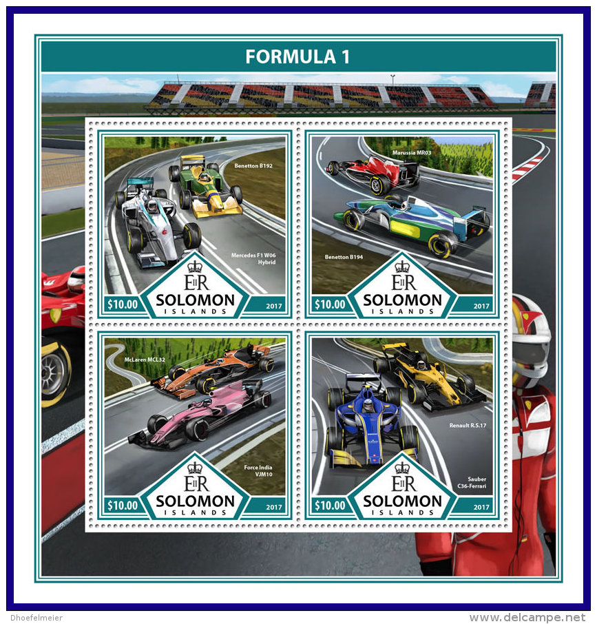 SOLOMON ISLANDS 2017 ** Formula 1 Formel 1 Formule 1 M/S - OFFICIAL ISSUE - DH1737 - Cars