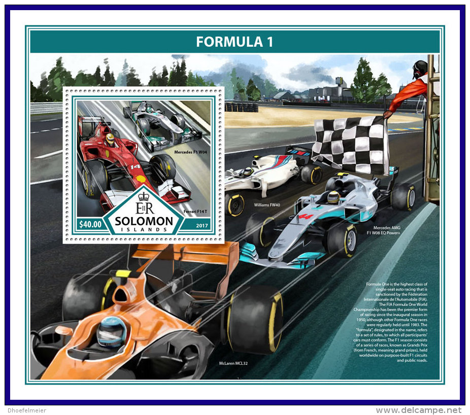 SOLOMON ISLANDS 2017 ** Formula 1 Formel 1 Formule 1 S/S - OFFICIAL ISSUE - DH1737 - Cars
