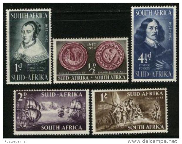 SOUTH AFRICA UNION, 1952, Mint Never Hinged Stamps, First Settlement, 224-228,  #71 - Unused Stamps