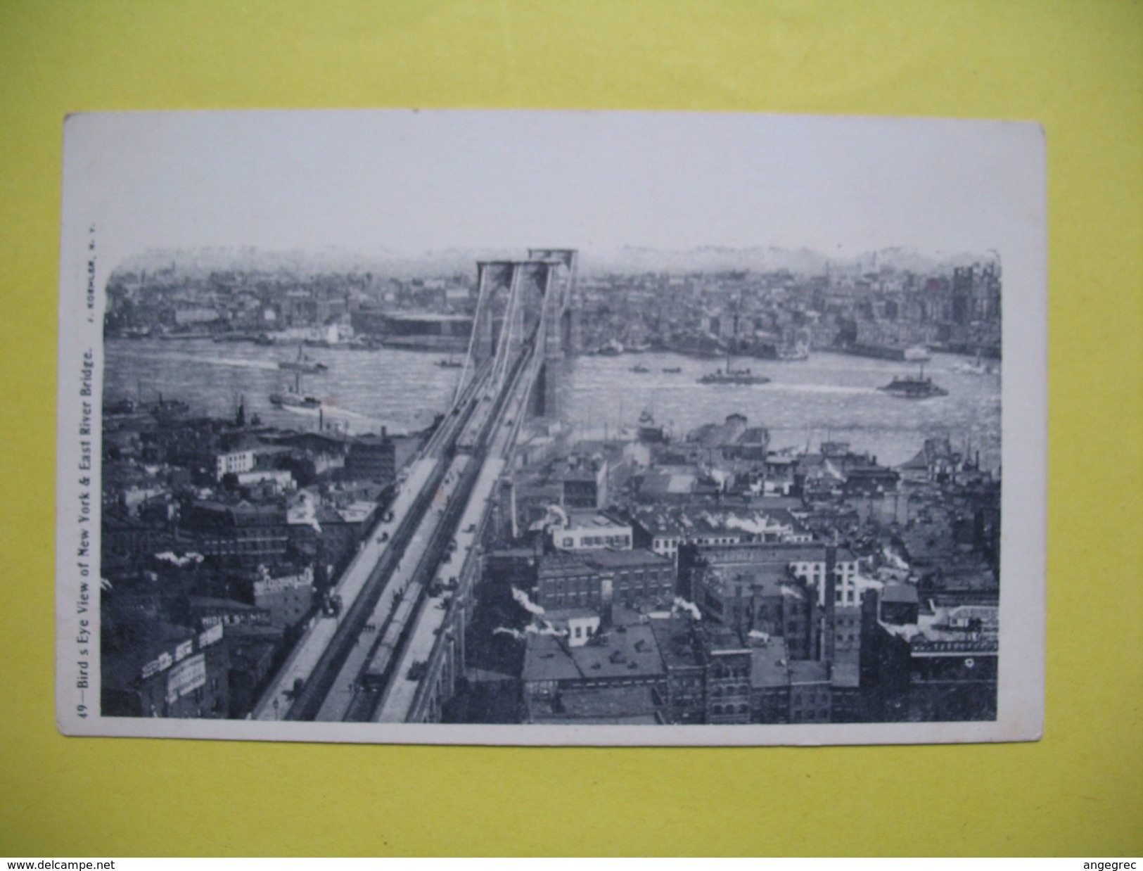 CPA,   Bird's Eye View Of New York & East River Bridge - Autres & Non Classés