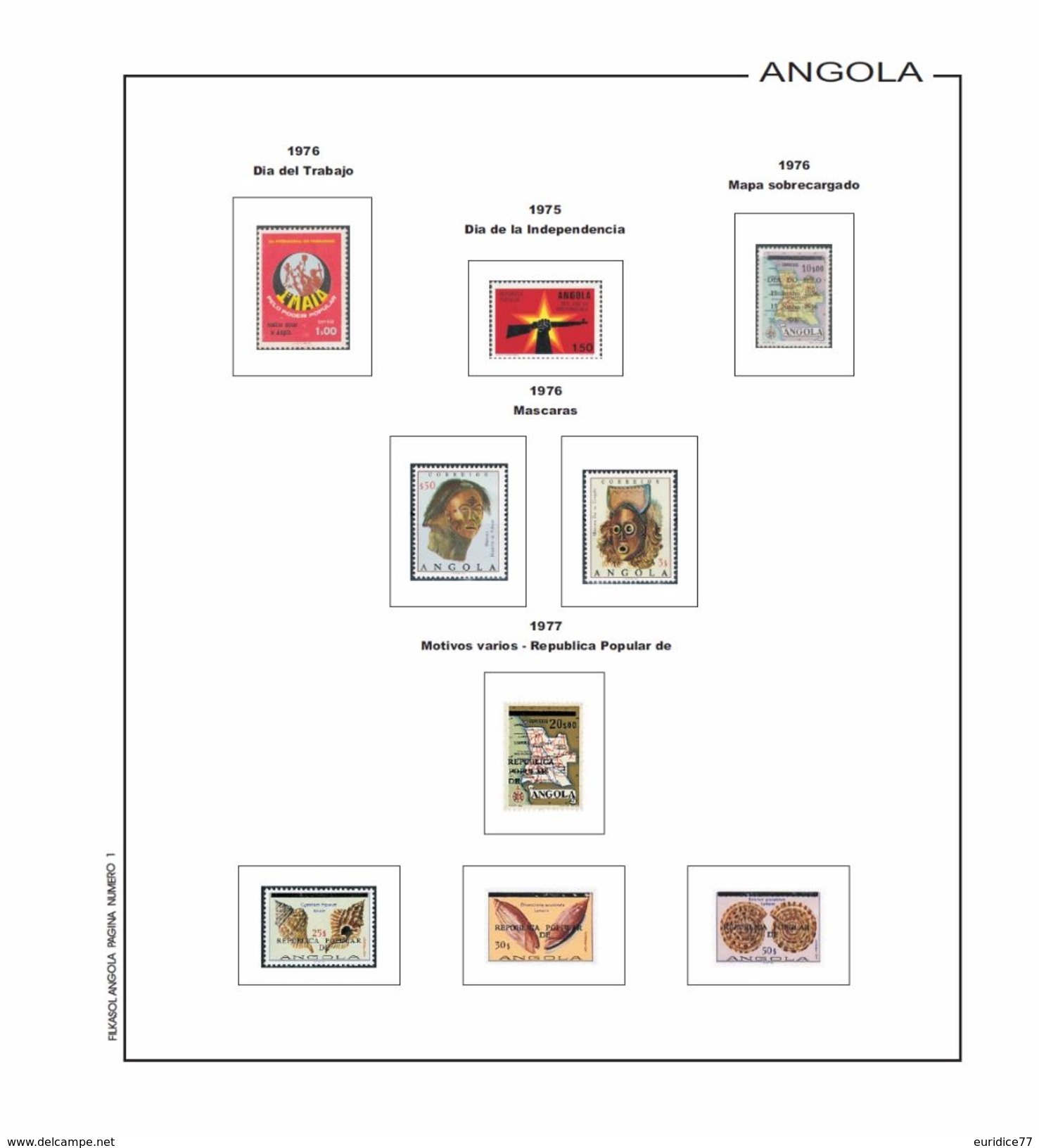 Angola Stamps Album Pages Filkasol - 1975-2006 Years (NOT STAMPS) - Pre-printed Pages