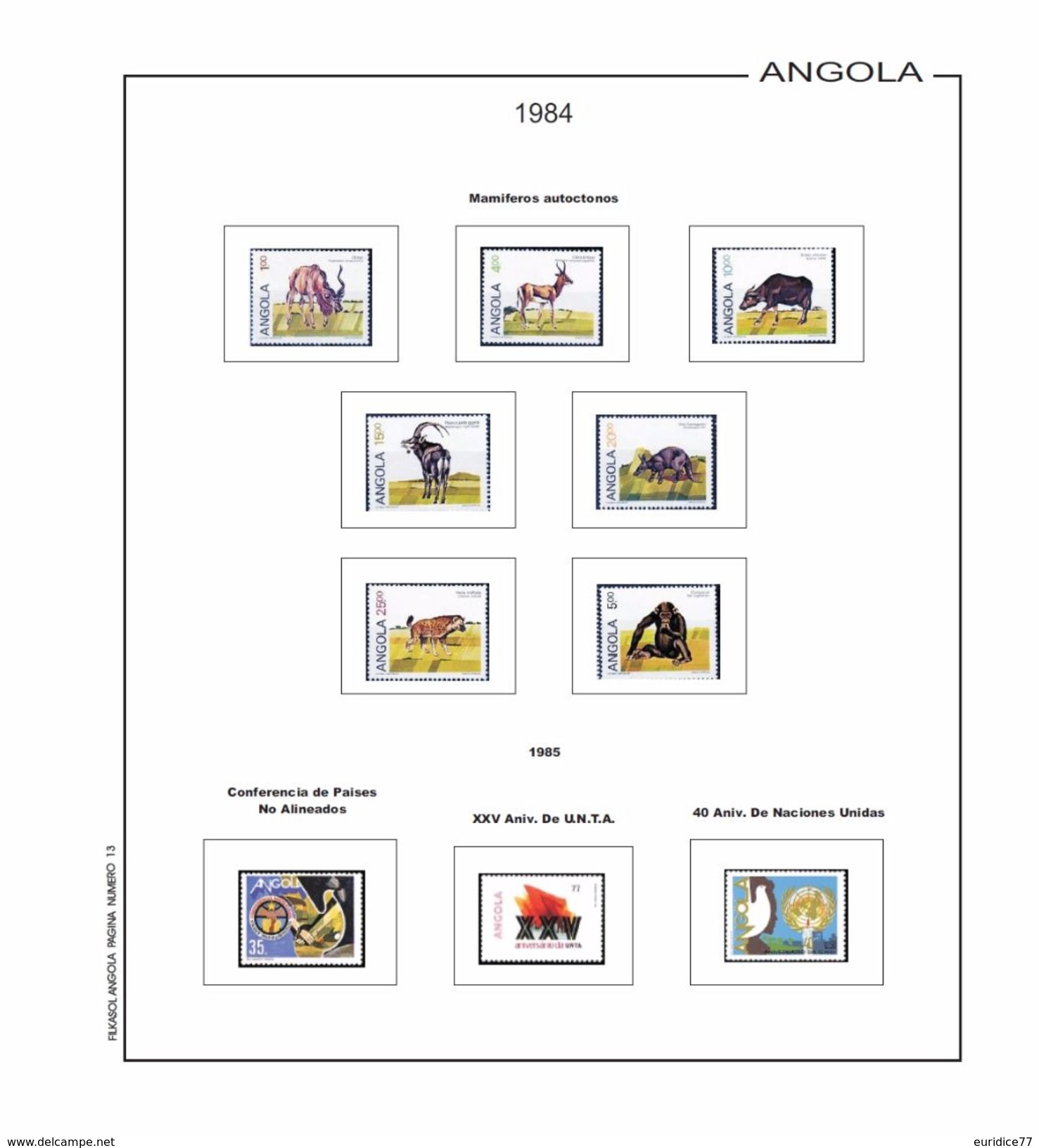 Angola Stamps Album Pages Filkasol - 1975-2006 Years (NOT STAMPS) - Pre-printed Pages