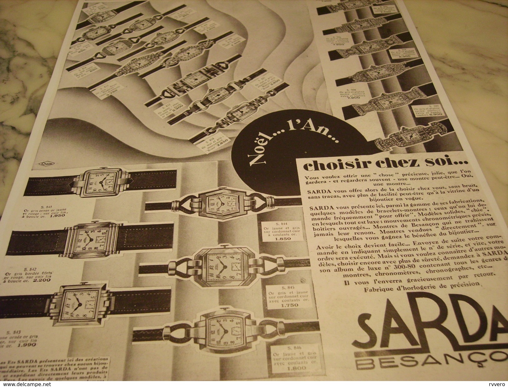 ANCIENNE PUBLICITE  MONTRE SARDA BESANCON 1929 - Montres Anciennes