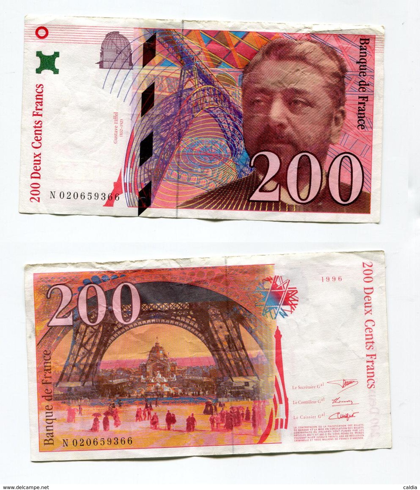 D17 France 200 Francs "" EIFFEL "" 1996 # 1 - 200 F 1995-1999 ''Eiffel''