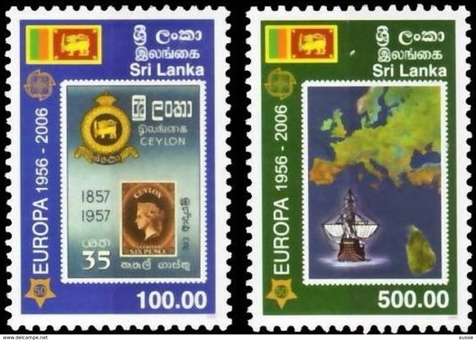Sri Lanka 2006 Yvertn°  1478-1479 *** MNH  Cote 18 Euro 50 Ans Europa 50 Jaar - Sri Lanka (Ceylan) (1948-...)
