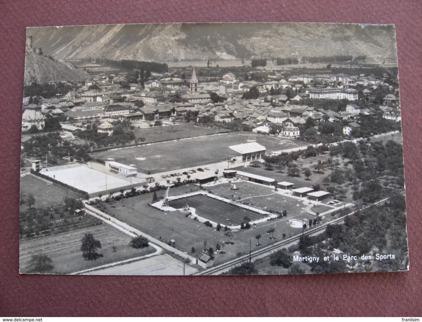 CPA PHOTO Aérienne SUISSE VALAIS MARTIGNY Et Le Parc Des Sports RARE  1954 - Altri & Non Classificati