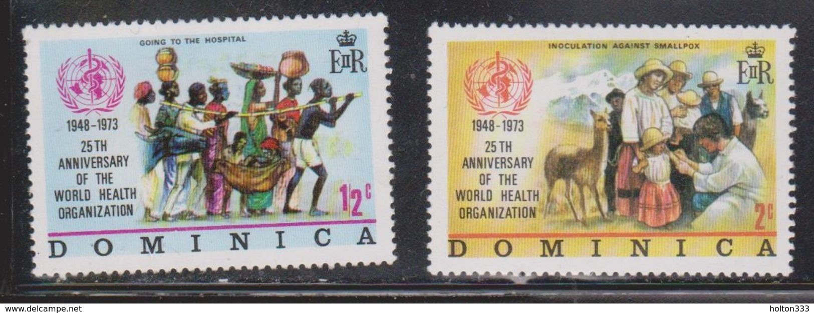 DOMINICA Scott # 361, 363 MNH - 25th Anniversary Of The WHO - Dominica (...-1978)