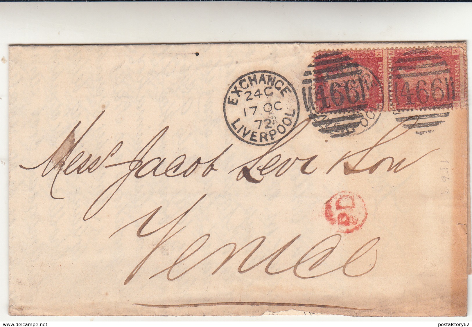 Liverpool To Venezia, Piego Con Contenuto 1872 - Storia Postale