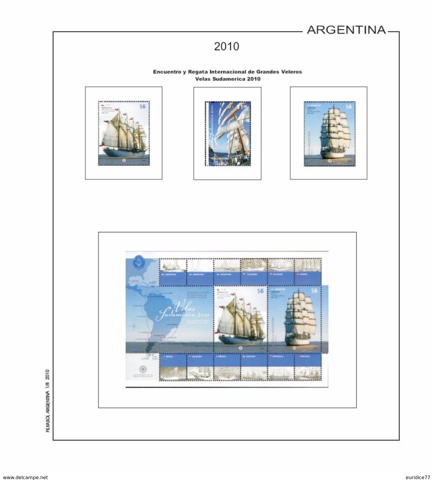 Argentina Album Pages Filkasol - 2006-2010 Years (NOT STAMPS) + HAWID Protectors - Pre-printed Pages