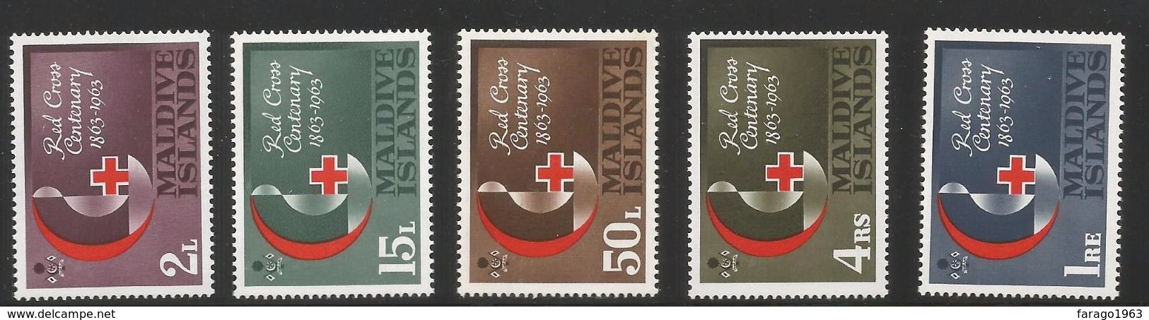 1963 Maldives Red Cross Health Complete Set Of 5   MNH - Maldives (1965-...)