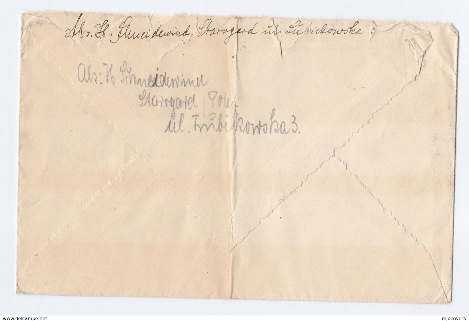 1936 Starogard POLAND COVER Stamps REDIRECTED - Covers & Documents