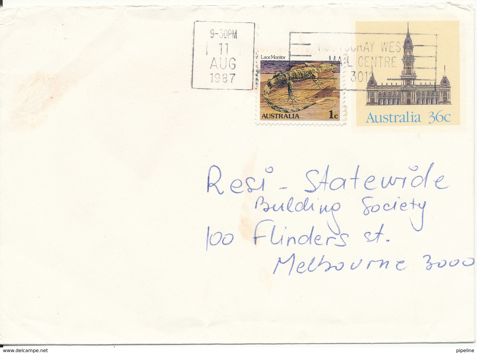 Australia Uprated Postal Stationery Cover 11-8-1987 - Postal Stationery